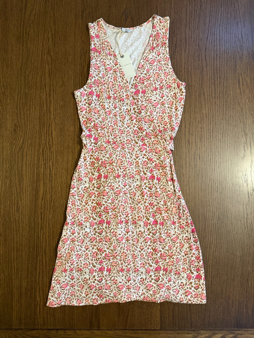 NWT Lucky Brand Pink Floral Wrap Mini Dress